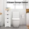 Costway White Floor Storage Cabinet Bathroom Organizer Free Standing 4 Drawers